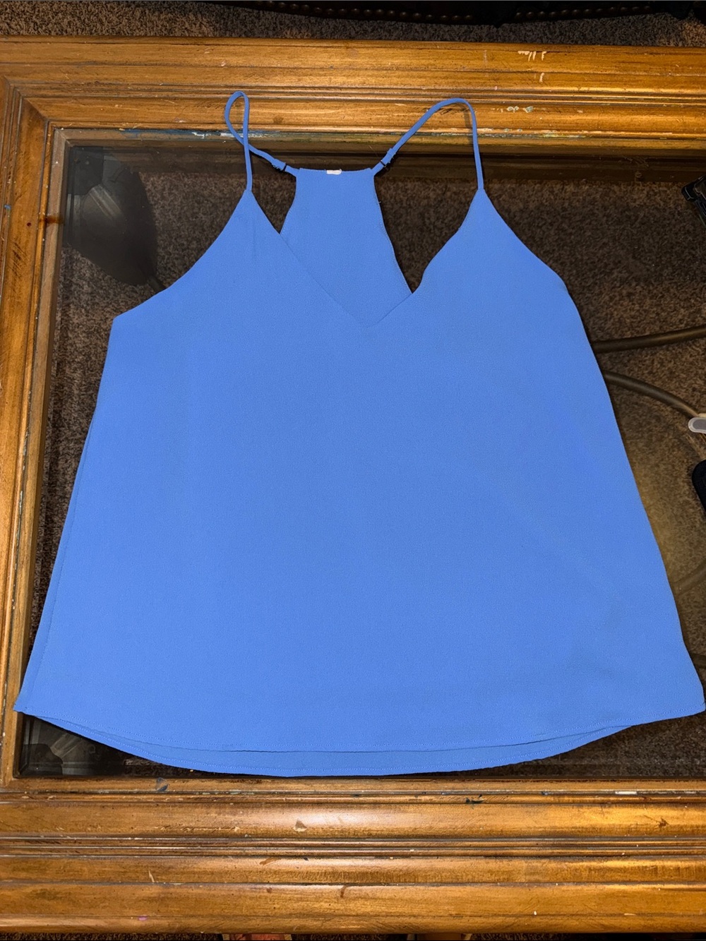 Women’s Blue Spaghetti Strap V-Neck Cami Top